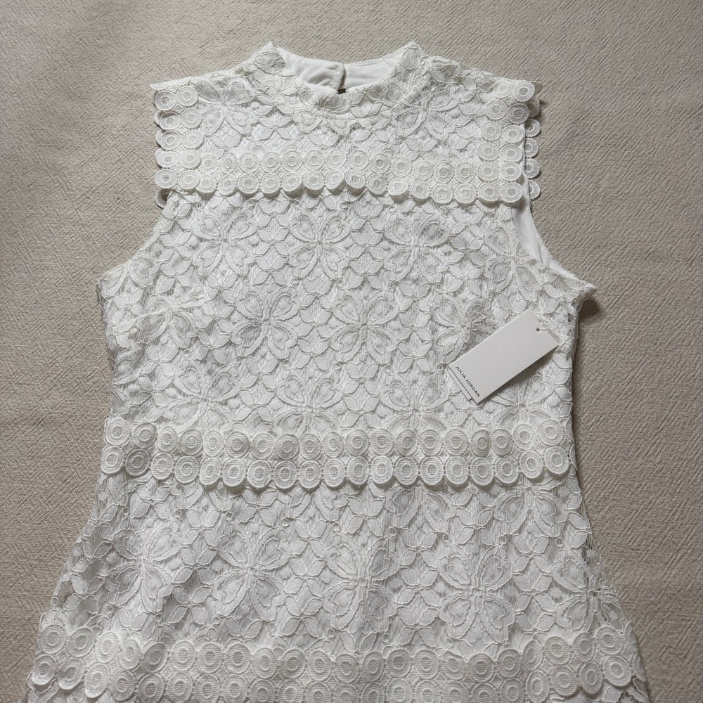 NEW Julia Jordan White Lace Mock Neck Easter Sunday Dress 16 - Picture 5 of 12